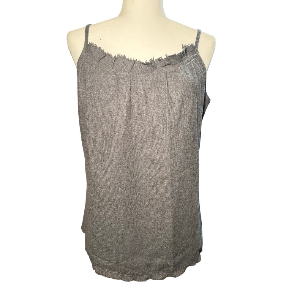 Eileen Fisher Gray Wool Blend Cami Tank Top, Raw Edge Lagenlook, Medium